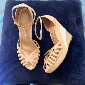 Pink and Tan Vizzano wedges, Size US 9